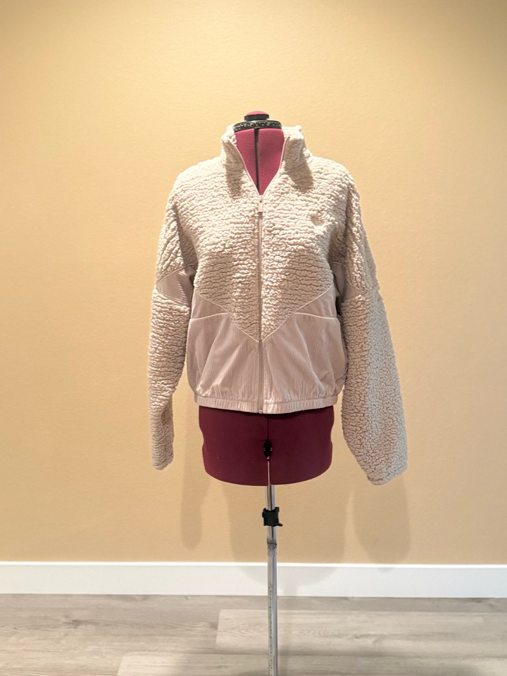adidas Cream Sherpa Zip-Up Jacket